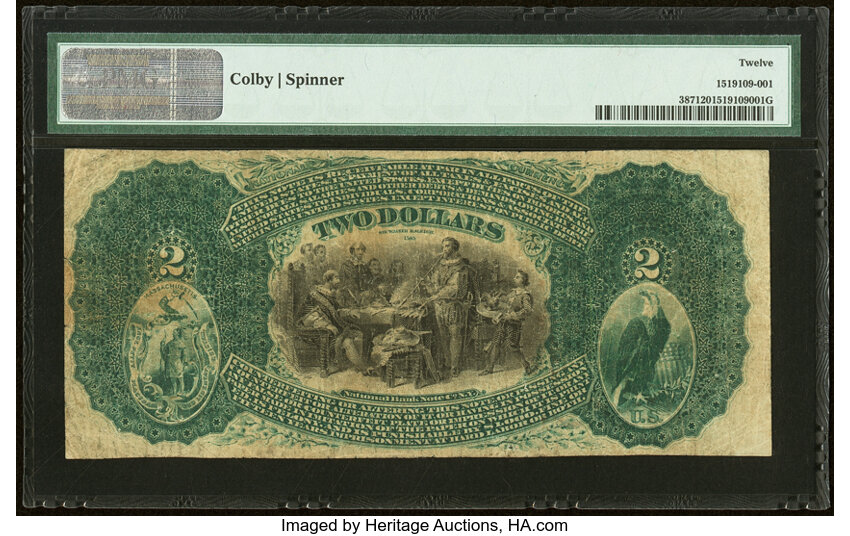 image for: Boston, MA - $2 Original Fr. 387 The Faneuil Hall National Bank Ch. # 847 PMG Fine 12....