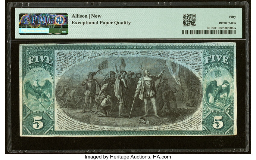 image for: Charles City, IA - $5 1875 Fr. 401 The First National Bank Ch. # 1810 PMG About Uncirculated 50 EPQ....