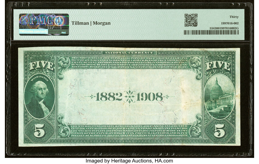 image for: Robinson, IL - $5 1882 Date Back Fr. 534 The First National Bank Ch. # (M)5049 PMG Very Fine 30....