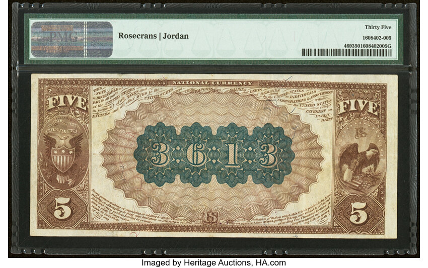 image for: Lincoln, IL - $5 1882 Brown Back Fr. 469 The German American National Bank Ch. # 3613 PMG Choice Very Fine 35....