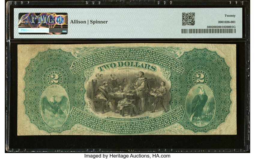 image for: West Union, IA - $2 Original Fr. 389 The Fayette County National Bank Ch. # 2015 PMG Very Fine 20....