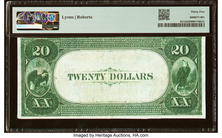 image for: Oelwein, IA - $20 1882 Value Back Fr. 581 The First National Bank Ch. # (M)5778 PMG Choice Very Fine 35....