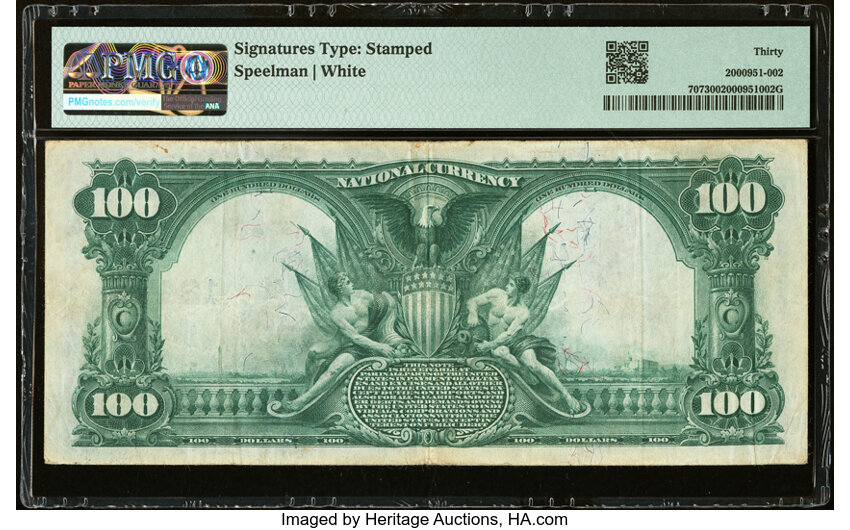 image for: Galveston, TX - $100 1902 Plain Back Fr. 707 The United States National Bank Ch. # 12475 PMG Very Fine 30....