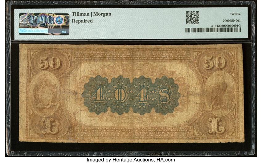 image for: Saint Louis, MO - $50 1882 Brown Back Fr. 515 The Continental National Bank Ch. # 4048 PMG Fine 12....