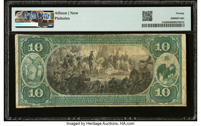 image for: Champlain, NY - $10 1875 Fr. 416 The First National Bank Ch. # 316 PMG Very Fine 20....