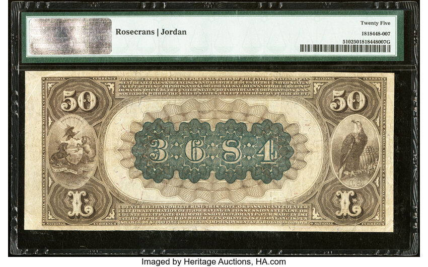 image for: Philadelphia, PA - $50 1882 Brown Back Fr. 510 The Market Street National Bank Ch. # 3684 PMG Very Fine 25....