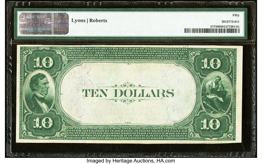 image for: Carlyle, IL - $10 1882 Value Back Fr. 577 The First National Bank Ch. # (M)5548 PMG About Uncirculated 50....