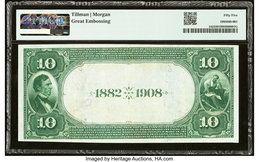 image for: Jenkintown, PA - $10 1882 Date Back Fr. 542 The Jenkintown National Bank Ch. # (E)2249 PMG About Uncirculated 55....