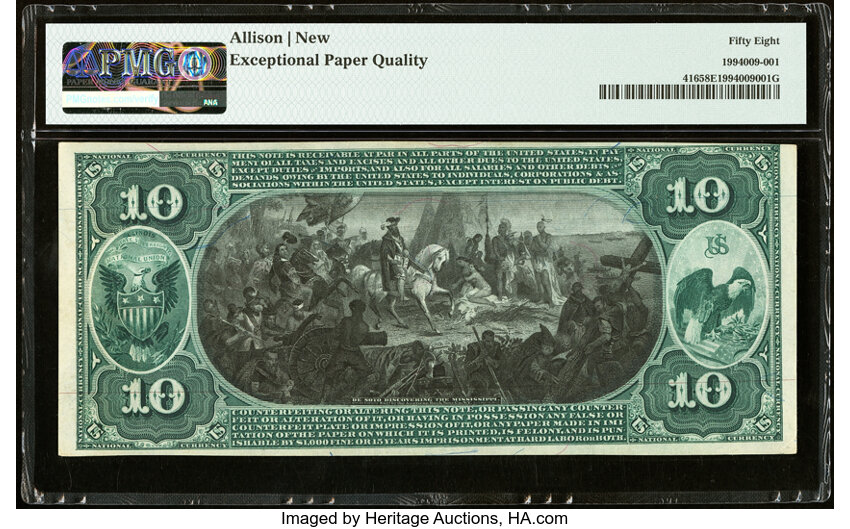 image for: Paris, IL - $10 1875 Fr. 416 The First National Bank Ch. # 1555 PMG Choice About Unc 58 EPQ....