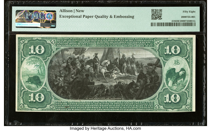 image for: Vincennes, IN - $10 1875 Fr. 416 The First National Bank Ch. # 1873 PMG Choice About Unc 58 EPQ....