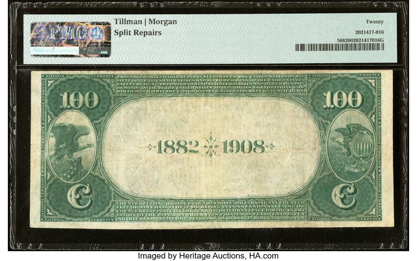 image for: Steubenville, OH - $100 1882 Date Back Fr. 568 The National Exchange Bank Ch. # (M)2160 PMG Very Fine 20....