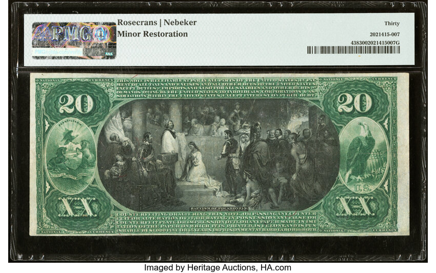 image for: Greensburg, PA - $20 1875 Fr. 438 The First National Bank Ch. # 2558 PMG Very Fine 30....