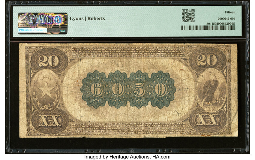 image for: Orange, TX - $20 1882 Brown Back Fr. 504 The Orange National Bank Ch. # (S)6050 PMG Choice Fine 15....