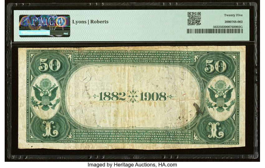 image for: Nevada, IA - $50 1882 Date Back Fr. 563 The First National Bank Ch. # 2555 PMG Very Fine 25....