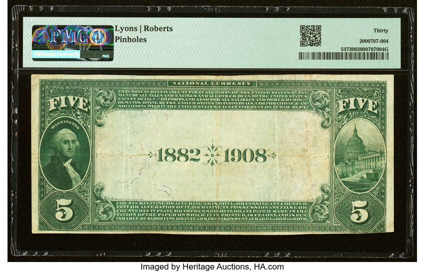 image for: Nevada, IA - $5 1882 Date Back Fr. 537 The First National Bank Ch. # (M)2555 PMG Very Fine 30....