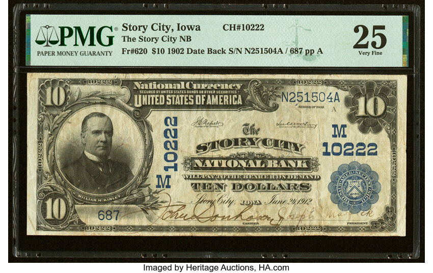 image for: Story City, IA - $10 1902 Date Back Fr. 620 The Story City National Bank Ch. # (M)10222 PMG Very Fine 25....