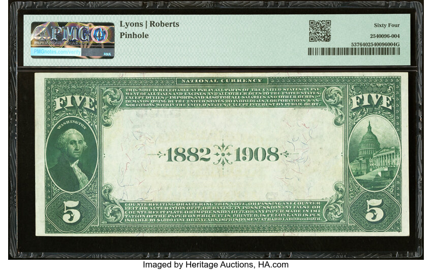 image for: San Francisco, CA - $5 1882 Date Back Fr. 537 Wells Fargo Nevada National Bank Ch. # (P)5105 PMG Choice Uncirculated 6...