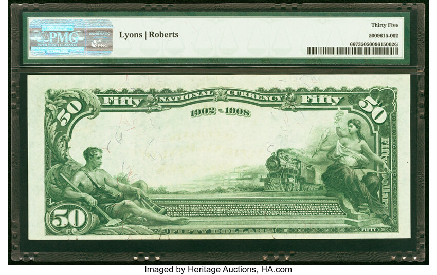 image for: Boston, MA - $50 1902 Date Back Fr. 667 The Merchants National Bank Ch. # (N)475 PMG Choice Very Fine 35....
