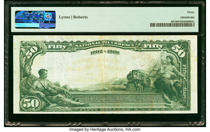image for: New Bedford, MA - $50 1902 Date Back Fr. 667 The Merchants National Bank Ch. # (N)799 PMG Very Fine 30....