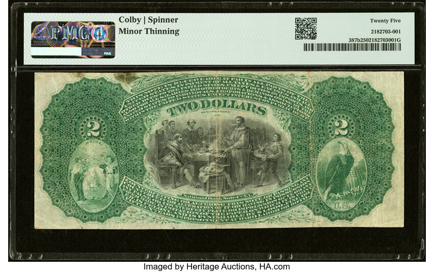image for: Bangor, ME - $2 Original Fr. 387b The Kenduskeag National Bank Ch. # 518 PMG Very Fine 25....