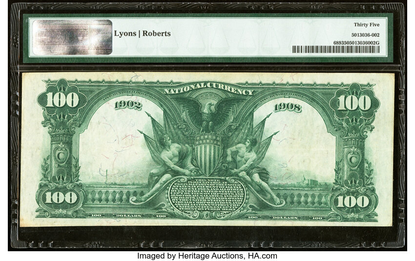 image for: Bangor, ME - $100 1902 Date Back Fr. 689 The First National Bank Ch. # (N)112 PMG Choice Very Fine 35....