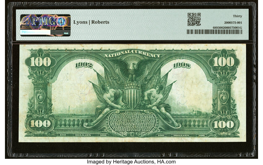 image for: New Bedford, MA - $100 1902 Date Back Fr. 689 The Merchants National Bank Ch. # (N)799 PMG Very Fine 30....