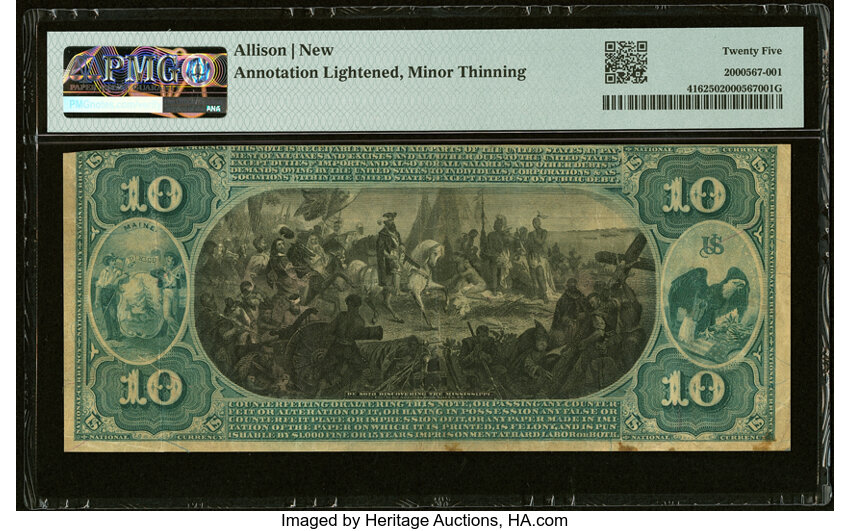 image for: Gardiner, ME - $10 1875 Fr. 416 The Cobbossoe National Bank Ch. # 939 PMG Very Fine 25....