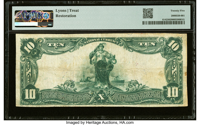 image for: South Deerfield, MA - $10 1902 Red Seal Fr. 614 The Produce National Bank Ch. # 8150 PMG Very Fine 25....