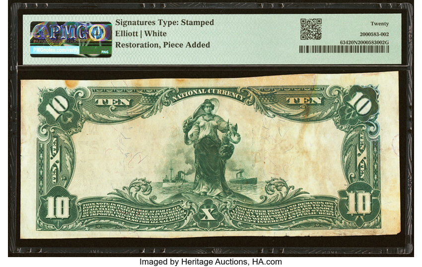 image for: Houlton, ME - $10 1902 Plain Back Fr. 634 The First National Bank Ch. # (N)2749 PMG Very Fine 20 Net....