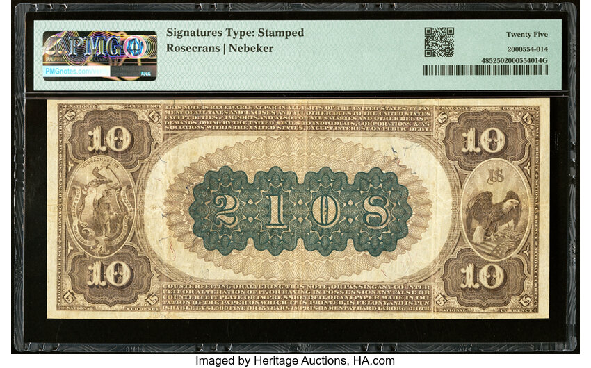 image for: Watertown, MA - $10 1882 Brown Back Fr. 485 The Union Market National Bank Ch. # (N)2108 PMG Very Fine 25....