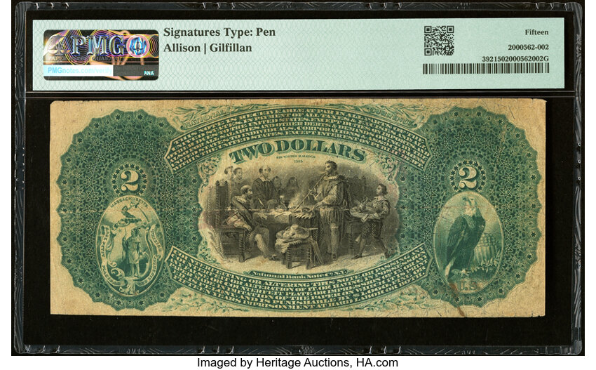 image for: Easthampton, MA - $2 1875 Fr. 392 The First National Bank Ch. # 428 PMG Choice Fine 15....