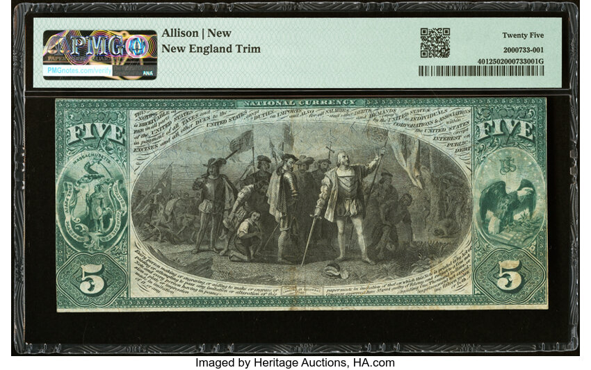 image for: Boston, MA - $5 1875 Fr. 401 The Columbian National Bank Ch. # 1029 PMG Very Fine 25....