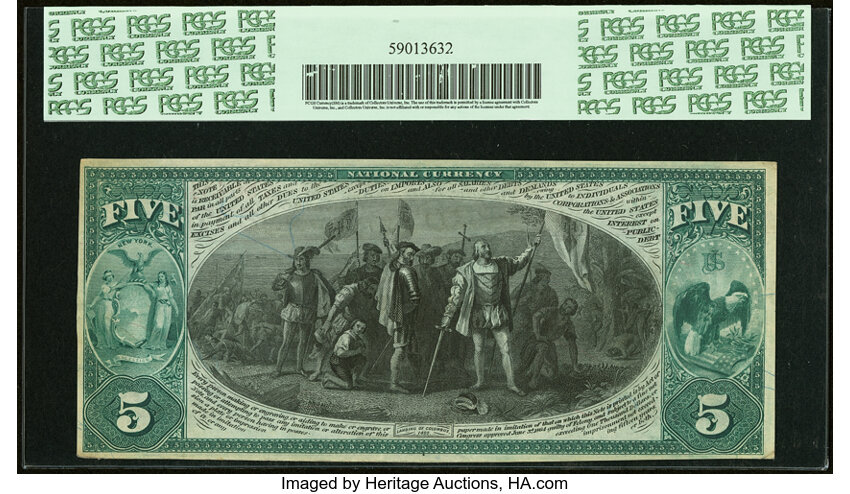 image for: New York, NY - $5 1875 Fr. 403 The Chase National Bank Ch. # 2370 PCGS New 62PPQ....