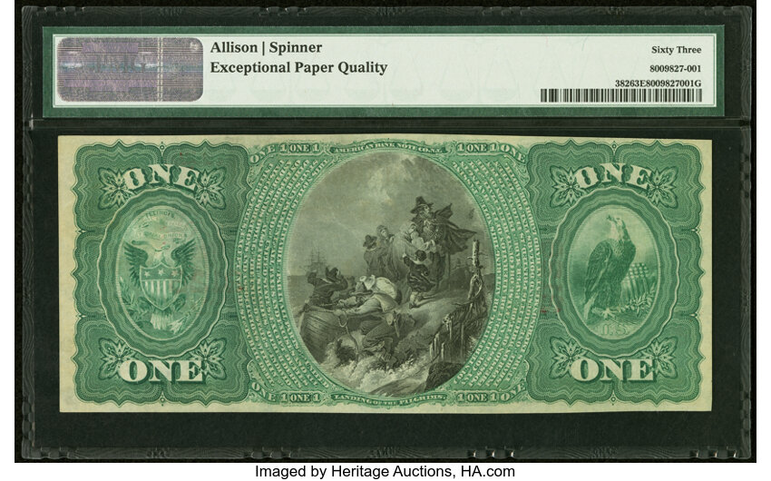 image for: Lincoln, IL - $1 Original Fr. 382 The First National Bank Ch. # 2126 PMG Choice Uncirculated 63 EPQ....