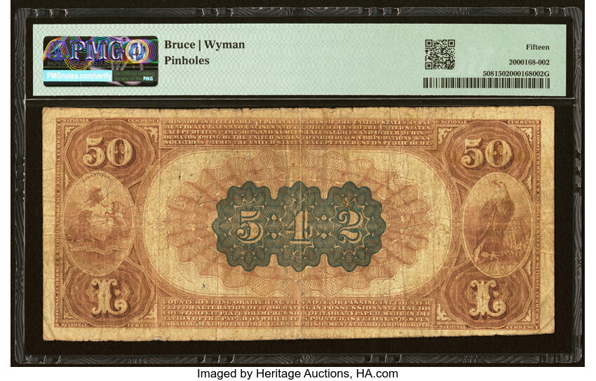 image for: Philadelphia, PA - $50 1882 Brown Back Fr. 508 The Corn Exchange National Bank Ch. # 542 PMG Choice Fine 15....