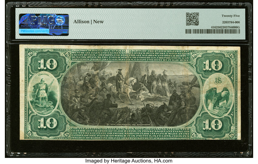 image for: Staunton, VA - $10 1875 Fr. 416 The Augusta National Bank Ch. # 2269 PMG Very Fine 25....
