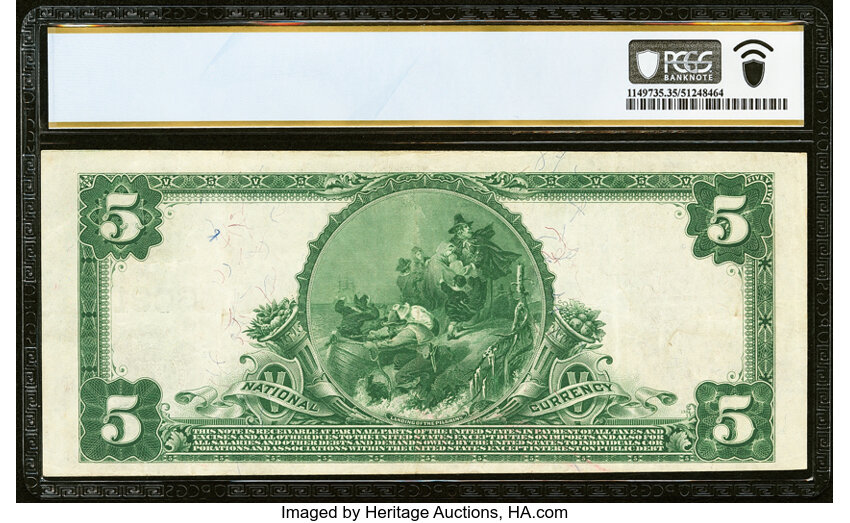 image for: Luray, VA - $5 1902 Plain Back Fr. 608 The First National Bank Ch. # 6031 PCGS Banknote Choice VF 35 PPQ....