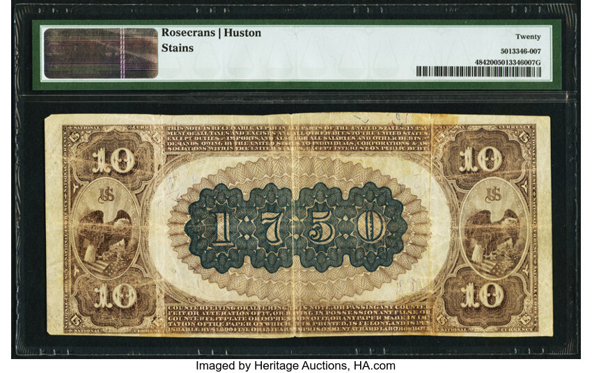image for: Santa Fe, NM - $10 1882 Brown Back Fr. 484 The First National Bank Ch. # (W)1750 PMG Very Fine 20....