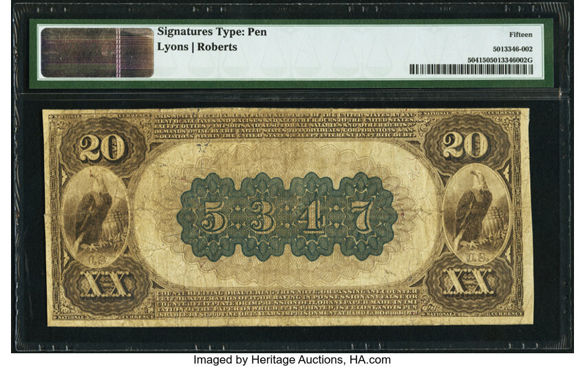 image for: Stillwater, OT - $20 1882 Brown Back Fr. 504 The Stillwater National Bank Ch. # (W)5347 PMG Choice Fine 15....