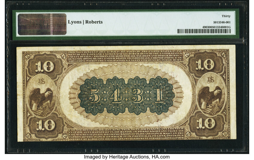 image for: Chickasha, Indian Territory - $10 1882 Brown Back Fr. 490 The First National Bank Ch. # (W)5431 PMG Very Fine 30....