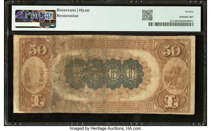 image for: Kansas City, MO - $50 1882 Brown Back Fr. 511 The National Bank of Commerce Ch. # 3760 PMG Fine 12....