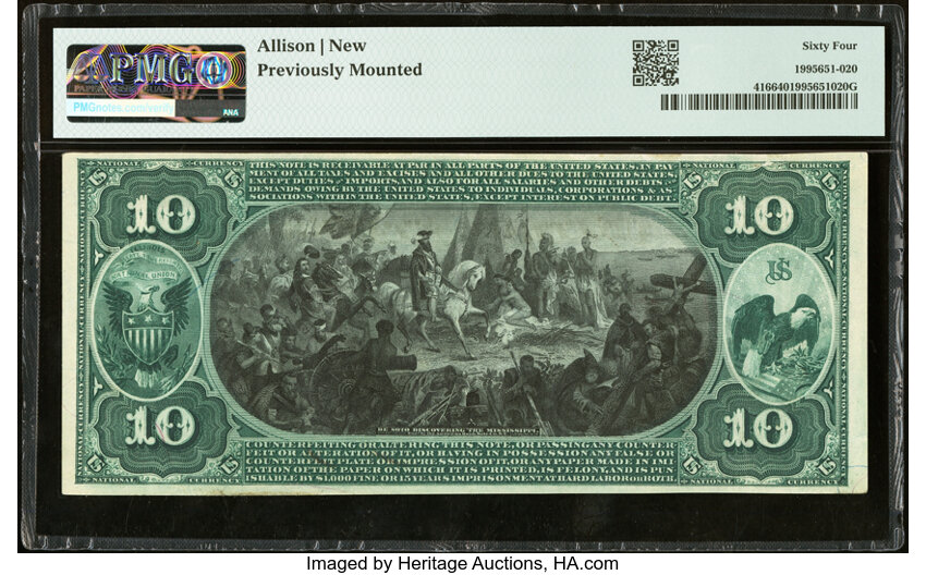 image for: Paris, IL - $10 1875 Fr. 416 The First National Bank Ch. # 1555 PMG Choice Uncirculated 64....
