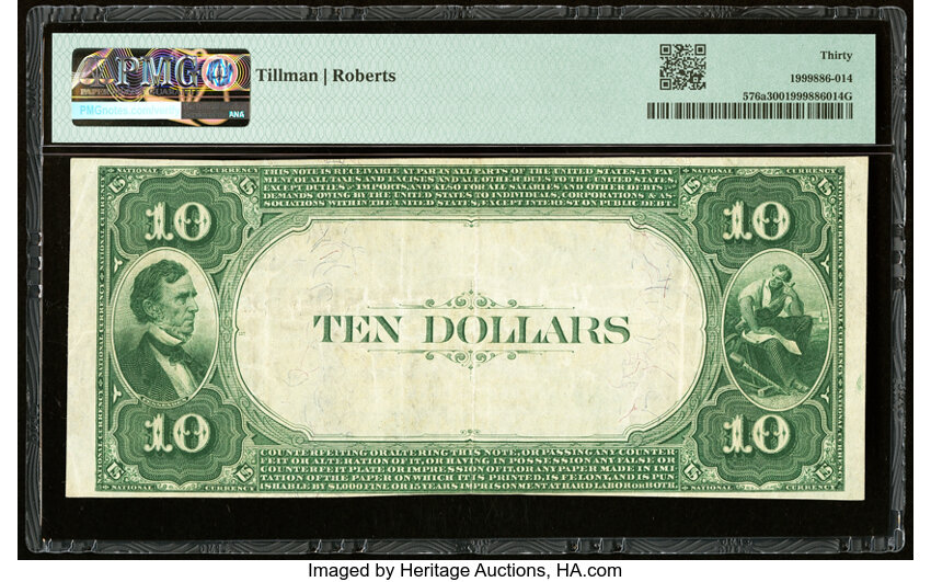 image for: Waynesburg, PA - $10 1882 Value Back Fr. 576a The Peoples National Bank Ch. # (E)5085 PMG Very Fine 30....