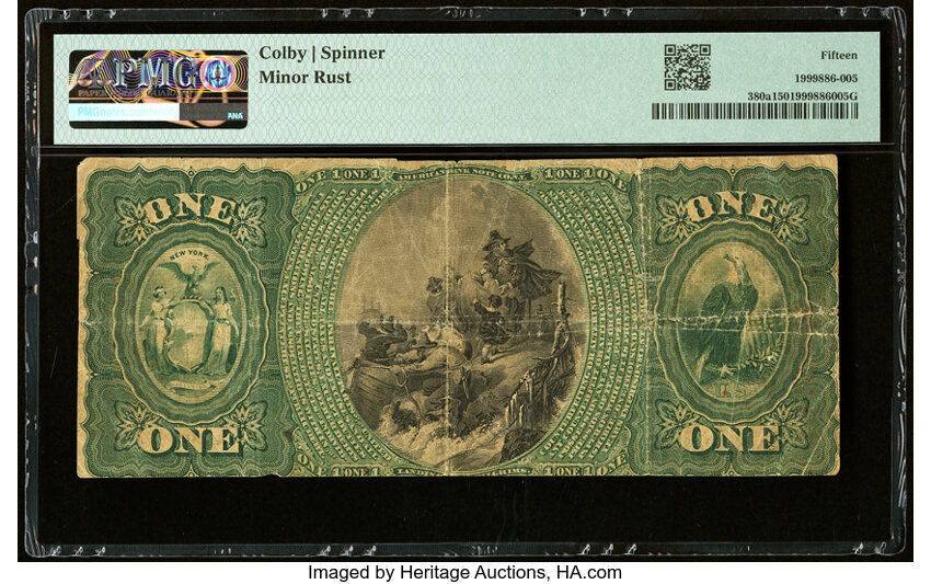 image for: Le Roy, NY - $1 Original Fr. 380a The First National Bank Ch. # 937 PMG Choice Fine 15....