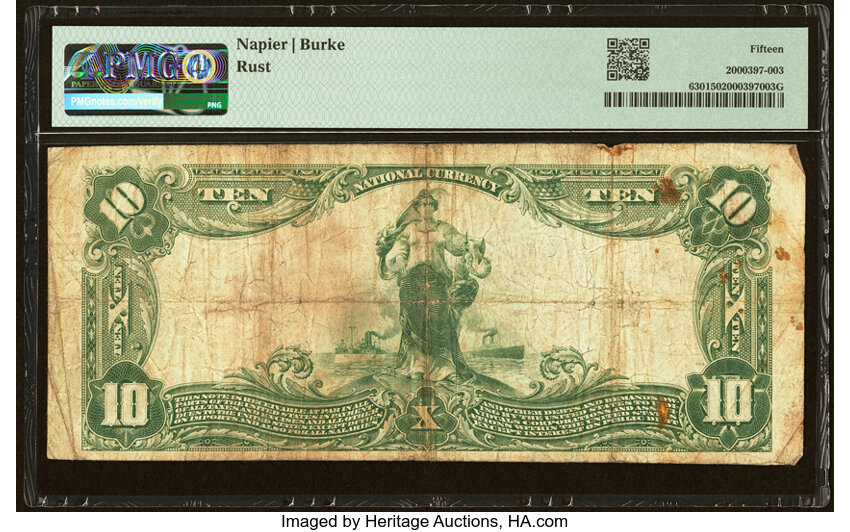 image for: Torrance, CA - $10 1902 Plain Back Fr. 630 The First National Bank Ch. # 10396 PMG Choice Fine 15....