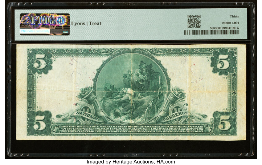 image for: Low Serial Number 3 Livermore, CA - $5 1902 Red Seal Fr. 588 The First National Bank Ch. # (P)8002 PMG Very Fine 30....