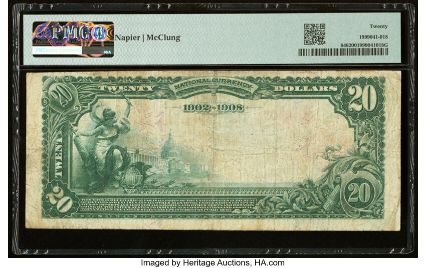 image for: Colusa, CA - $20 1902 Date Back Fr. 646 The First National Bank Ch. # (P)10072 PMG Very Fine 20....