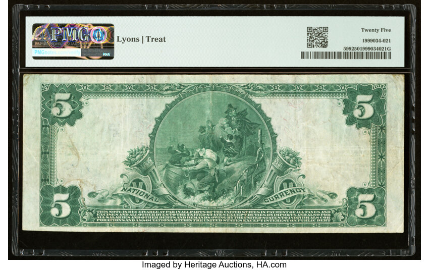 image for: Redondo, CA - $5 1902 Plain Back Fr. 599 The First National Bank Ch. #(P)8143 PMG Very Fine 25....