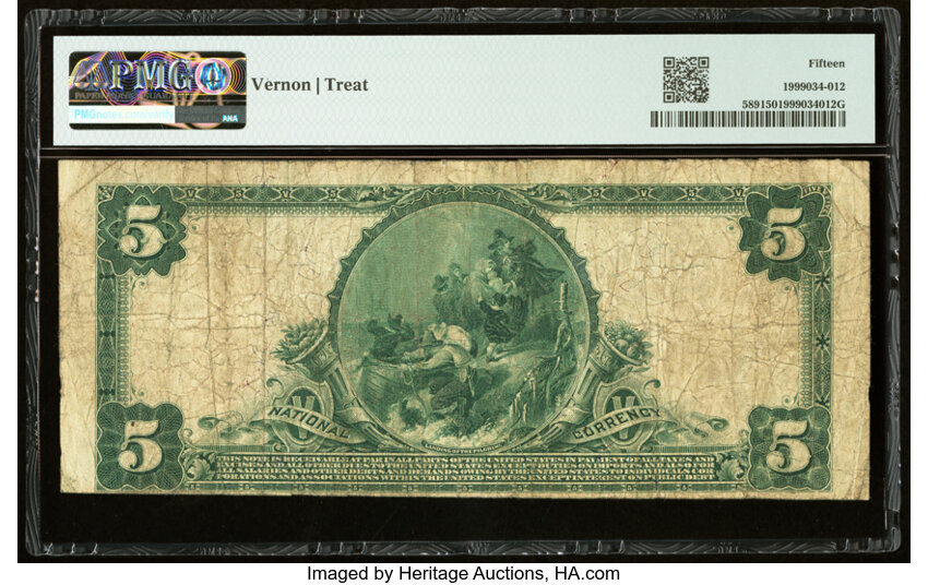 image for: Colton, CA - $5 1902 Red Seal Fr. 589 The First National Bank Ch. # (P)3573 PMG Choice Fine 15....