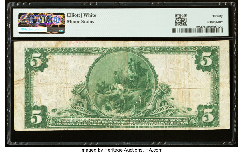 image for: Placerville, CA - $5 1902 Plain Back Fr. 608 The Placerville National Bank Ch. # 12056 PMG Very Fine 20....